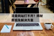 流量网站打不开？揭秘原因及解决方案