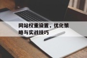网站权重设置,优化策略与实战技巧 网站权重设置,优化策略与实战技巧