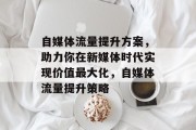 自媒体流量提升方案,助力你在新媒体时代实现价值最大化,自媒体流量提升策略 自媒体流量提升方案,助力你在新媒体时代实现价值最大化,自媒体流量提升策略