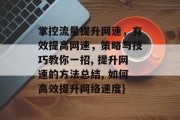 掌控流量提升网速，有效提高网速，策略与技巧教你一招, 提升网速的方法总结, 如何高效提升网络速度}
