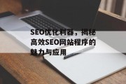 SEO优化利器，揭秘高效SEO网站程序的魅力与应用