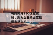朝阳网站SEO优化策略,助力企业抢占互联网市场先机 朝阳网站SEO优化策略,助力企业抢占互联网市场先机