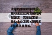 流量线索量稳步提升，推动企业业务发展的关键因素，流量线索量，推动企业发展关键因素的1大优化策略