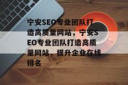 宁安SEO专业团队打造高质量网站,宁安SEO专业团队打造高质量网站,提升企业在线排名 宁安SEO专业团队打造高质量网站,宁安SEO专业团队打造高质量网站,提升企业在线排名