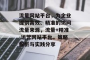 流量网站平台,为企业提供高效、精准的访问流量来源,流量+精准-运营网站平台,策略解析与实践分享 流量网站平台,为企业提供高效、精准的访问流量来源,流量+精准-运营网站平台,策略解析与实践分享