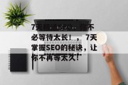 7天精通SEO,你不必等待太长!, 7天掌握SEO的秘诀,让你不再等太久! 7天精通SEO,你不必等待太长!, 7天掌握SEO的秘诀,让你不再等太久!