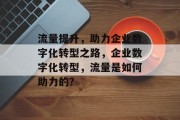 流量提升，助力企业数字化转型之路，企业数字化转型，流量是如何助力的？
