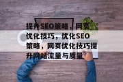 提升SEO策略，网页优化技巧，优化SEO策略，网页优化技巧提升网站流量与质量