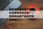 网站如何提升用户粘性并获得更多的流量？，提高网站用户粘性的有效策略