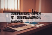 流量网速差提升策略分享，流量网站加速优化技巧分享