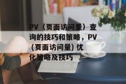 PV(页面访问量)查询的技巧和策略,PV (页面访问量) 优化策略及技巧 PV(页面访问量)查询的技巧和策略,PV (页面访问量) 优化策略及技巧