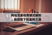 网站流量收费模式解析,新趋势下的盈利之道 网站流量收费模式解析,新趋势下的盈利之道