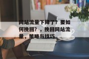网站流量下降了?要如何挽回?,挽回网站流量,策略与技巧 网站流量下降了?要如何挽回?,挽回网站流量,策略与技巧