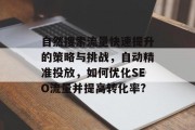 自然搜索流量快速提升的策略与挑战，自动精准投放，如何优化SEO流量并提高转化率?