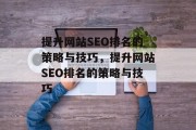 提升网站SEO排名的策略与技巧，提升网站SEO排名的策略与技巧