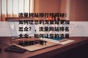 流量网站排行榜揭秘!如何让您的流量站更加出众?,流量网站排名大全,如何让你的流量站更胜一筹? 流量网站排行榜揭秘!如何让您的流量站更加出众?,流量网站排名大全,如何让你的流量站更胜一筹?
