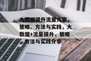大数据提升流量方案,策略、方法与实践,大数据+流量提升,策略、方法与实践分享 大数据提升流量方案,策略、方法与实践,大数据+流量提升,策略、方法与实践分享