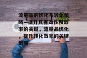 流量品的优化与转化策略—提升其有效性和效率的关键,流量品优化,提升转化效率的关键策略 流量品的优化与转化策略—提升其有效性和效率的关键,流量品优化,提升转化效率的关键策略