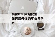 揭秘BTB网站权重,如何提升你的平台竞争力 揭秘BTB网站权重,如何提升你的平台竞争力