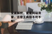 全面解析，查看网站流量，这些工具你不可不知！