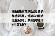 揭秘爆米花网站流量的秘密武器,爆米花网站流量秘籍,关键关键词+内容创作 揭秘爆米花网站流量的秘密武器,爆米花网站流量秘籍,关键关键词+内容创作