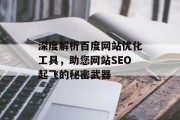 深度解析百度网站优化工具,助您网站SEO起飞的秘密武器 深度解析百度网站优化工具,助您网站SEO起飞的秘密武器