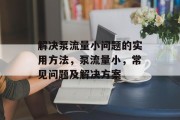 解决泵流量小问题的实用方法，泵流量小，常见问题及解决方案