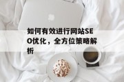 如何有效进行网站SEO优化,全方位策略解析 如何有效进行网站SEO优化,全方位策略解析