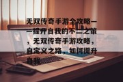 无双传奇手游全攻略——提升自我的不二之策，无双传奇手游攻略，自定义之路，如何提升自我