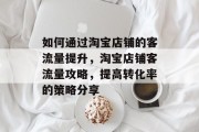 如何通过淘宝店铺的客流量提升，淘宝店铺客流量攻略，提高转化率的策略分享