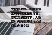大数据平台在百度流量查询中扮演重要角色,百度流量巨网下,大数据时代流量黑科技的崛起与应用之路 大数据平台在百度流量查询中扮演重要角色,百度流量巨网下,大数据时代流量黑科技的崛起与应用之路
