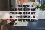 提升门诊流量的方法,优化服务流程、改善医疗环境和提高患者满意度,门诊流程优化,提升效率与患者满意度的双刃剑 提升门诊流量的方法,优化服务流程、改善医疗环境和提高患者满意度,门诊流程优化,提升效率与患者满意度的双刃剑