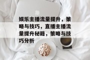 娱乐主播流量提升，策略与技巧，直播主播流量提升秘籍，策略与技巧分析