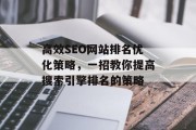 高效SEO网站排名优化策略，一招教你提高搜索引擎排名的策略