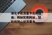 湖北手机流量卡选购指南,揭秘优质网站,轻松找到心仪流量卡 湖北手机流量卡选购指南,揭秘优质网站,轻松找到心仪流量卡