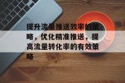 提升流量推送效率的策略,优化精准推送,提高流量转化率的有效策略 提升流量推送效率的策略,优化精准推送,提高流量转化率的有效策略