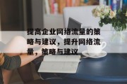 提高企业网络流量的策略与建议,提升网络流量,策略与建议 提高企业网络流量的策略与建议,提升网络流量,策略与建议