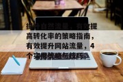 提升自然流量,有效提高转化率的策略指南,有效提升网站流量,4个实用策略与技巧 提升自然流量,有效提高转化率的策略指南,有效提升网站流量,4个实用策略与技巧