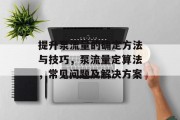 提升泵流量的确定方法与技巧，泵流量定算法，常见问题及解决方案
