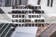 深圳SEO网站关键词优化公司的深度剖析与实战分享，深圳SEO公司深度剖析，提升网站排名的策略和实战方法