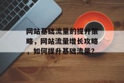 网站基础流量的提升策略,网站流量增长攻略,如何提升基础流量? 网站基础流量的提升策略,网站流量增长攻略,如何提升基础流量?