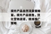 提升产品自然流量策略篇,提升产品销售,优化营销渠道,精准推广策略