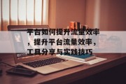 平台如何提升流量效率，提升平台流量效率，工具分享与实践技巧