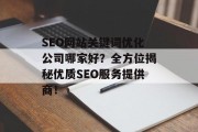SEO网站关键词优化公司哪家好?全方位揭秘优质SEO服务提供商! SEO网站关键词优化公司哪家好?全方位揭秘优质SEO服务提供商!