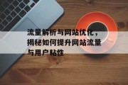 流量解析与网站优化,揭秘如何提升网站流量与用户粘性 流量解析与网站优化,揭秘如何提升网站流量与用户粘性