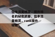信丰流量精灵，提升排名的秘密武器，信丰流量精灵，rank提升秘籍