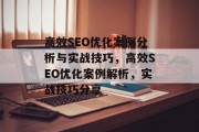 高效SEO优化案例分析与实战技巧,高效SEO优化案例解析,实战技巧分享 高效SEO优化案例分析与实战技巧,高效SEO优化案例解析,实战技巧分享