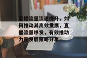直播流量流速提升,如何推动其高效发展,直播流量爆发,有效推动力量发展策略分享 直播流量流速提升,如何推动其高效发展,直播流量爆发,有效推动力量发展策略分享