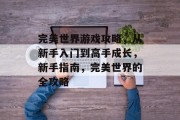完美世界游戏攻略，从新手入门到高手成长，新手指南，完美世界的全攻略