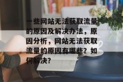 一些网站无法获取流量的原因及解决办法，原因分析，网站无法获取流量的原因有哪些？如何解决？
